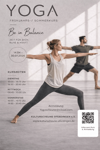 Per E-Mail anmeldung zum Yoga in der Kulturscheune Oferdingen